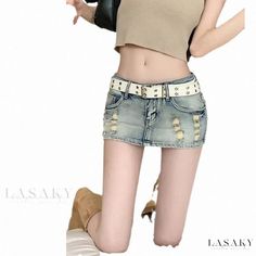 Lasaky - Stylish Vintage Denim Mini Skirt with Low Waist, Retro Charm, and Figure-Hugging Fit. Old People, Denim Mini, Denim Mini Skirt, Low Waist, Olivia Mark, Dressmaking, Vintage Denim, Mini Skirt, Mini Skirts