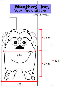 the measurements for monsters inc door decorations