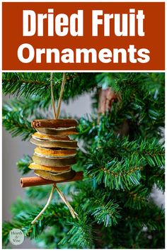 Stack of dried citrus slices with cinnamon sticks on each end hung on a Christmas tree. Dried Fruit Ornaments, Diy Dried Fruit, Diy Easy Christmas Decorations, Natural Christmas Decorations, Natural Christmas Ornaments, Fruit Ornaments, Natural Christmas Decor, Ornament Diy, Easy Christmas Decorations