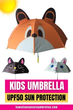 Finally, your precious ones can have fun cute umbrellas that protect them from the rain, the wind and the sun! 3D Pop-up umbrellas with UPF50 Sun Protection #kidsumbrella #cuteumbrellas #kidsumbrellas #uvclothing #upf50 #sunumbrella