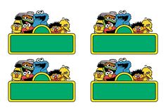 the simpsons characters are sitting on top of each other in front of a green sign