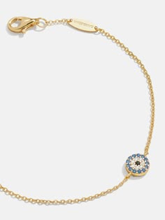 18K Gold Evil Eye Bracelet - Pavé Evil Eye Elegant Blue Bracelet With Adjustable Length, Natural Bracelets, Gold Evil Eye Bracelet, Promise Bracelet, Dainty Gold Chain, Necklaces Chunky, Proposal Boxes, Greek Evil Eye, Sister Bracelet