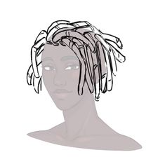 a drawing of a woman with dreadlocks on her head