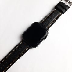 APPLE WATCH NOT INCLUDED. Premium cracked leather apple watch band. Handcrafted in Indonesia by experienced custom watch strap maker for high-end watches. Designed to give your Apple Watch a masculin, bold new look. Made from finest vintage cracked leather. Compatible for apple watch series 1,2,3, 4, 5, 6, 7 and SE Available size : 38mm 40mm 41mm 42mm 44mm 45mm Materials Calfskin for upper Goatskin leather for lining 316 stainless steel hardware  Technical Strap is one size fits most, designed for wrist sizes ranging from 160mm to 180mm 75 mm length (buckle side) and 125mm length (adjustment side) Black Leather Strap Apple Watch Band For Everyday Use, Black Rectangular Watch With Black Band, Business Leather Apple Watch Band In Black, Business Black Leather Apple Watch Band, Black Leather Watch With Bracelet Strap, Black Leather Bracelet Strap Watch, Black Rectangular Watch With Leather Strap, Black Leather Watch Bands With Leather Strap, Black Rectangular Watches With Leather Strap