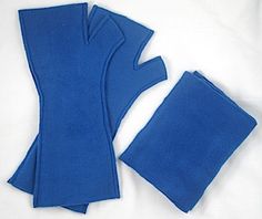 the blue cloth is folded up and ready to be used as an oven mitt