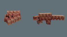 an animal made out of some sort of blocky material on a gray background,