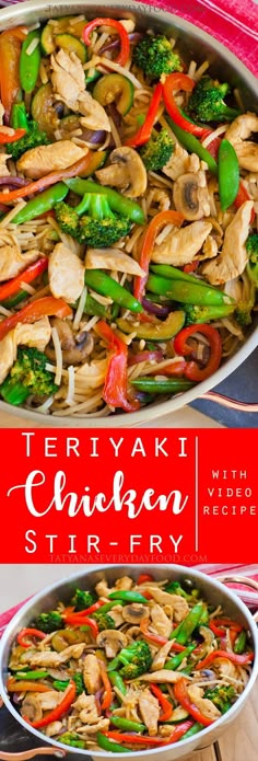 chicken stir fry with vegetables in a pan