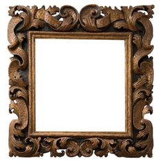 an ornate wooden frame on a white background