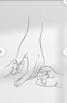 a line drawing of two hands holding each other's fingers and pointing at them