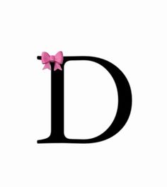 the letter d with a pink bow on it