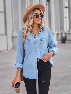 New In - Trendsi Fashion Dropshipping - Your One-Stop Shop Supply Chain Solution Looks Jeans, Ribbed Dress, Blouse Styles, Long Sleeve Casual, Denim Top