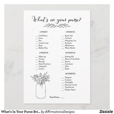 a printable wedding game with the words what is in your vase? on it