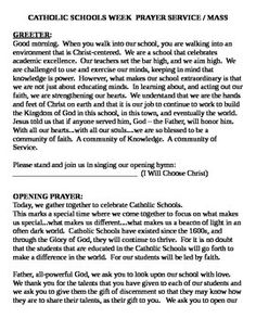 an image of the catholic school week prayer