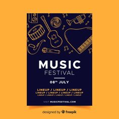 the music festival poster with musical instruments