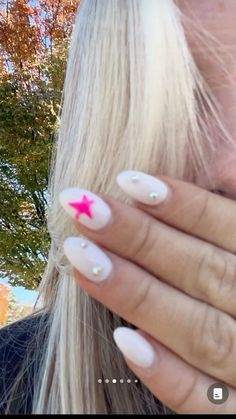 Nail Designs For Teens, Fun Summer Nail Designs, Summer Nail Designs, Pink Star, Nail Jewelry, Dream Nails