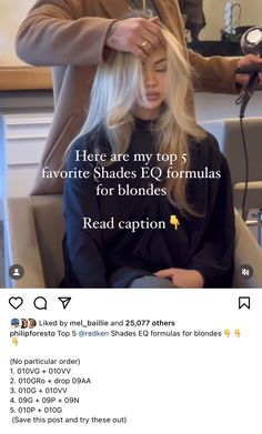 Vanilla Blonde Shades Eq Formulas, Blonde Shades Eq, Redken Education, Blonde Hair Formula, Shades Eq Formulas, Vanilla Blonde Hair, 2023 Haircuts, Shades Formulas