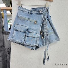 Lasaky - Loose-Fit Wide-Leg Denim Shorts Featuring Irregular Multiple Pockets and Distinctive Styling for the Modern Womans Workwear Collection. Short Pollera, Workwear Shorts, Denim Skort, A Line Shorts, Denim Patterns, Jeans Rock, Dress Zipper, Denim Shorts Women, Short En Jean