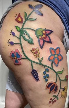 Jingle Dress Tattoo, Native American Woodland Floral Design, Indigenous Flower Tattoo, Ojibwe Floral Tattoo, Indigenous Floral Tattoo, Native American Floral Tattoo, Native Floral Tattoo, Native American Flowers Tattoo, Indigenous Tattoos For Women