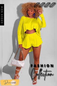 Streetwear Solid Color Irregular Long Sleeve Cropped Shirts Biker Shorts Joggers Women Two Piece Set Casual Asymmetrical Sets For Spring, Casual Asymmetrical Summer Sets, Joggers Women, Cropped Shirts, Crop Shirt, Two Piece Sets, Biker Shorts, Two Piece Set, Two Pieces