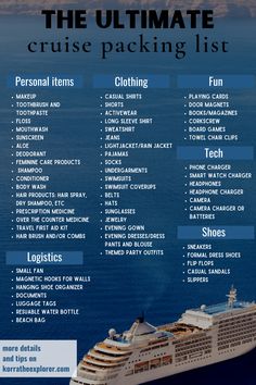 the ultimate cruise packing list is shown here