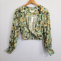 Matching Inner Crop Top Is Missing. Size: S Length: 18" Pit To Pit: 18.5" Condition: Nwt, No Rips, No Stains, From Smoke Free Home. Flat Lay Measurements.* Ships Within 24 Hrs Except Weekends! I Love Offers! Anthropologie Top, Floral Print Blouses, Anthropologie, Blue Green, Top Blouse, Twist, Floral Prints, Crop Tops, Womens Tops