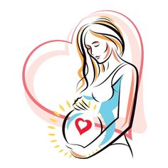 a pregnant woman holding her belly in the shape of a heart