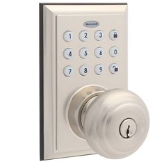 an electronic door lock with the keypad on it