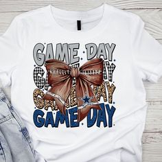 Dallas Cowboys Coquette Bow shirt Unisex shirt  Washing Instructions Turn garment inside out and wash on hand wash cycle - hang dry - do not bleach and iron image. Bow Shirt, Bow Shirts, Coquette Bow, Dallas Cowboys, Unisex Shirt, Washing Instructions, Game Day, Dallas, Inside Out