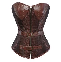 Make a bold statement with this stunning women's zipper buckles brown steampunk corset made from a blend of 90% polyester and 10% spandex pu leather. offering a modern and sophisticated style, the perfect addition to your wardrobe. shop now! Corset Brown, Pirate Corset, Corset Steampunk, Steampunk Jacket, Color Shading, Mode Steampunk, Steampunk Pirate, Bustier Lingerie, Steampunk Leather