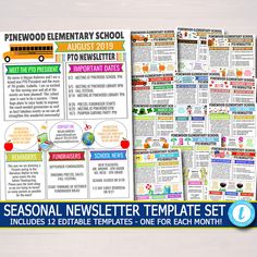 50% OFF Pto Pta Newsletter Template Set, Classroom Printable Handout Flyer, Seasonal School Year Meeting Agenda Organizer, EDITABLE Template Set Classroom, Editable Newsletter Templates, School Newsletter, Week Schedule, Agenda Organization, Classroom Newsletter