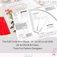 the full circle skirt - 6 - 20 uk to usa and eu sizes tools for pattern designers