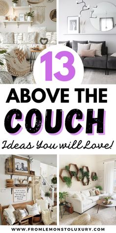 living room with couches, chairs and pictures on the wall that says 13 above the couch ideas you will love