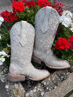 Corral Women's White Glitter Overlay Embroidered Sq Toe Cowgirl Boots C4059 Western Glitter Boots With Round Toe, Square Toe Cowgirl Boots, Cowgirl Boots Square Toed, Glitter Overlay, Glitter Overlays, Wedding Boots, Western Store, Embroidered Leather, Cowgirl Western