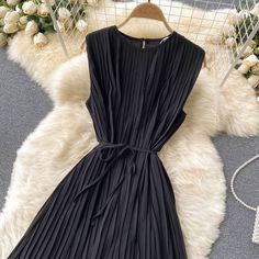 Black A line short dress fashion dress Material: blended Color: black Size(cm): free size length 120 bust 100 waist 112 Elegant Black A-line Pleated Dress, Black Knee-length Mini Dress For Summer, Black A-line Midi Dress, Knee-length Pleated Black Midi Dress, Black Pleated Knee-length Midi Dress, Black A-line Mini Dress For Summer, Elegant Mini Pleated Summer Dress, Elegant Black Pleated Mini Dress, Black A-line Sleeveless Dress For Spring