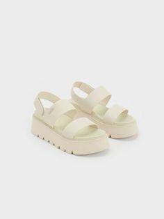 Chalk Jadis Chunky Flatform Sandals | CHARLES & KEITH Sandal Online, Flatform Sandals, Chunky Sandals, Faux Leather Heels, Size Chart For Kids, Charles Keith, Velcro Straps, Floral Maxi, Belt Size