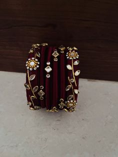 Silk Thread Bangle Designs, Bangles Thread Design, Silk Thread Bangles Design Kundan, Silkthread Bangle, Thread Bangles Silk Handmade, Thread Bangles Designs, Bangles For Daily Wear, Diy Earrings Materials