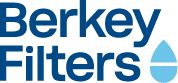 the berkley filters logo is shown in blue and white with water drops on it