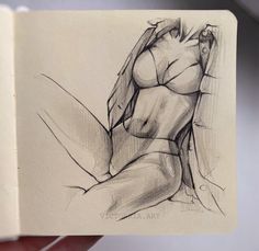 a pencil drawing of a woman's torso