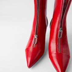 Nwot Zara Red Leather Heeled Ankle Boots Brand New, Perfect Condition. No Rips, Stains Or Holes. Zips In The Front Of Shoe. Offers Welcome And Encouraged :) All Items Ship Within 24 Hours Or Less After Purchase! More Zara Items Available In My Closet. Bundle 2+ Items For 25% Off Entire Purchase! Zara Ankle Boots, Mid Heel Ankle Boots, Red Ankle Boots, Denim Heels, Heeled Chelsea Boots, Black Chelsea Boots, High Heel Boots Ankle, Platform Ankle Boots, Zara Shoes