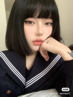 Japanese Hairstyle With Bangs, Japanese Haircut Short, Japanese Short Hair With Bangs, Japanese Hairstyle Bangs, Straight Short Hair With Bangs Asian, Black Hair Japanese, Japanese Haircut, Scene Bangs, Hair Inspiration Long