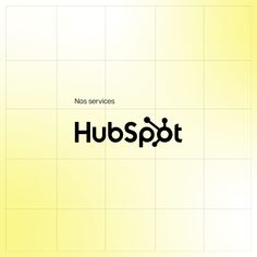 the words hubspot are written in black and white on a yellow square background