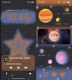 an iphone screen with different planets and stars on it