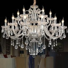 a large chandelier with many lights hanging from it