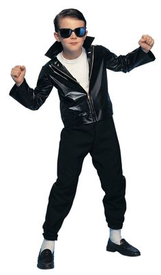 Boys Greaser Costume Jacket - JJ's Party House Grease Costumes For Kids, Disfraz Rock And Roll, Teen Beach Movie Costumes, Greaser Costume, 50s Halloween Costumes, Greaser Jacket, Grease Outfits, 50s Outfit, Grease Costume