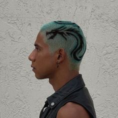 Buzz Cut Hair Dye, Hair Dye Designs, Buzz Cut Hair Dye Designs, Buzz Cut Designs, Shaved Design, Dark Green Hair, Buzz Cut Hairstyles, Hair Colour Design