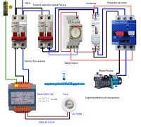 an electrical wiring diagram with three different types of devices