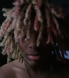 Dreads Dyed Men, Blonde And Pink Dreads, Dread Dye Ideas Men, Blonde And Pink Locs, Male Dyed Hair