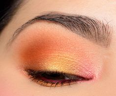 Pink Yellow Eye Makeup, Pink Yellow Eyeshadow, Bright Pink Eyeshadow Looks, Pink And Yellow Eyeshadow, Nails Bright Pink, Korean Eyeshadow, Thanksgiving Makeup, Beginner Makeup Kit, Bts Makeup