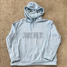 Brand New/Worn Once. The Most Comfortable Nike Hoodie Ever! Baby Blue. Inside Is Lined With A Lightweight Soft Fleece. Exterior Is Super Soft And Comfortable Polyester/Nylons Blend Similar To Dri-Fit But More Comfortable. Women’s Size Medium Nike Baby Blue Sweatshirt, Tops Nike, Nike Hoodie, Nike Tops, Baby Blue, Dri Fit, Nike Women, Athletic Jacket, Womens Tops