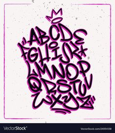 graffiti font with crown on white background